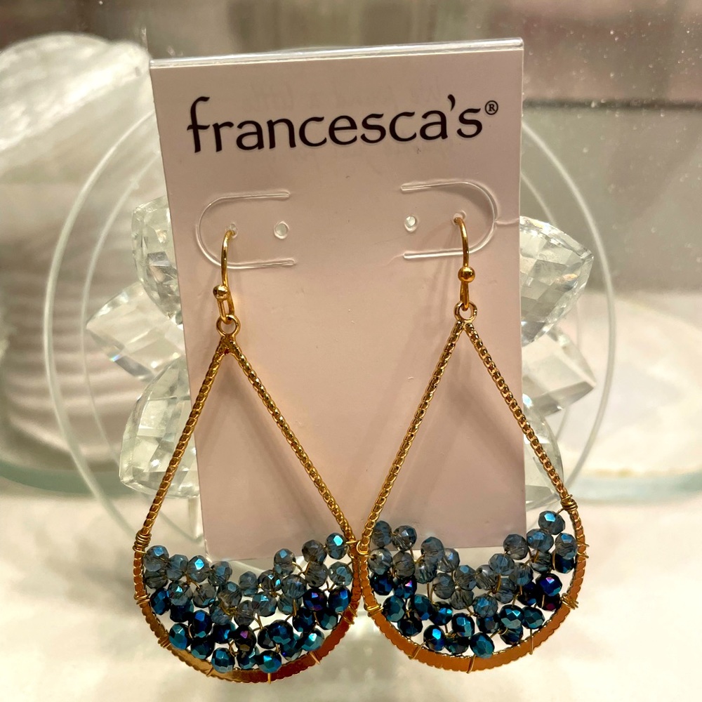 COPY - NWT Francesca’s Blue Beaded Teardrop Earrings